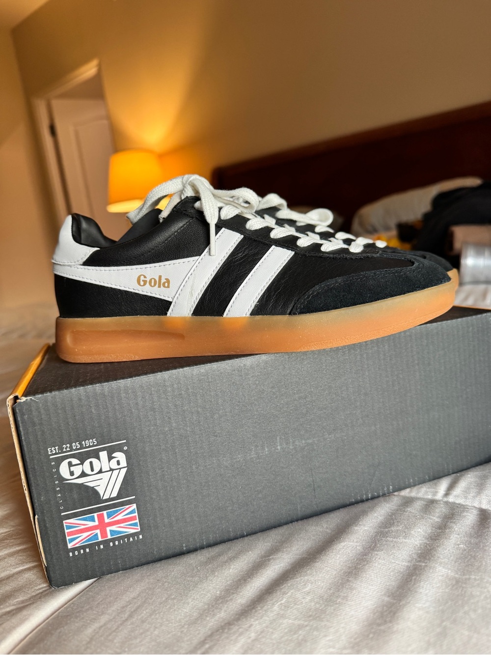 Gola Black & White Sneakers with Gum Sole